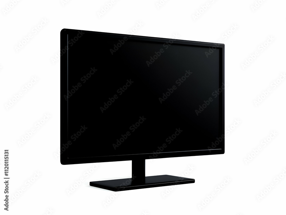 Empty black monitor screen on a sleek stand. Empty black monitor screen on a sleek stand.