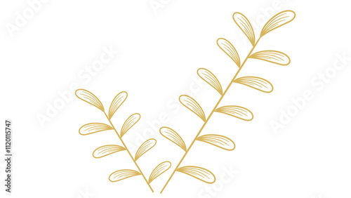 Very Luxurious Gold Leaf Pattern on transparent Background. Golden color wavy plants decoration for , social media, covers, banners, creative posts and wall art