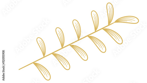 Very Luxurious Gold Leaf Pattern on transparent Background. Golden color wavy plants decoration for , social media, covers, banners, creative posts and wall art