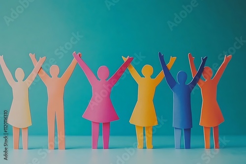 Colorful People Figures Celebrating Friendship and Support