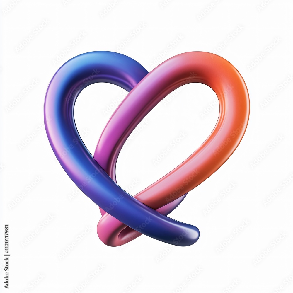 Vibrant 3D Infinity Loop Intertwined with Heart Symbol Vibrant 3D Infinity Loop Intertwined with Heart Symbol