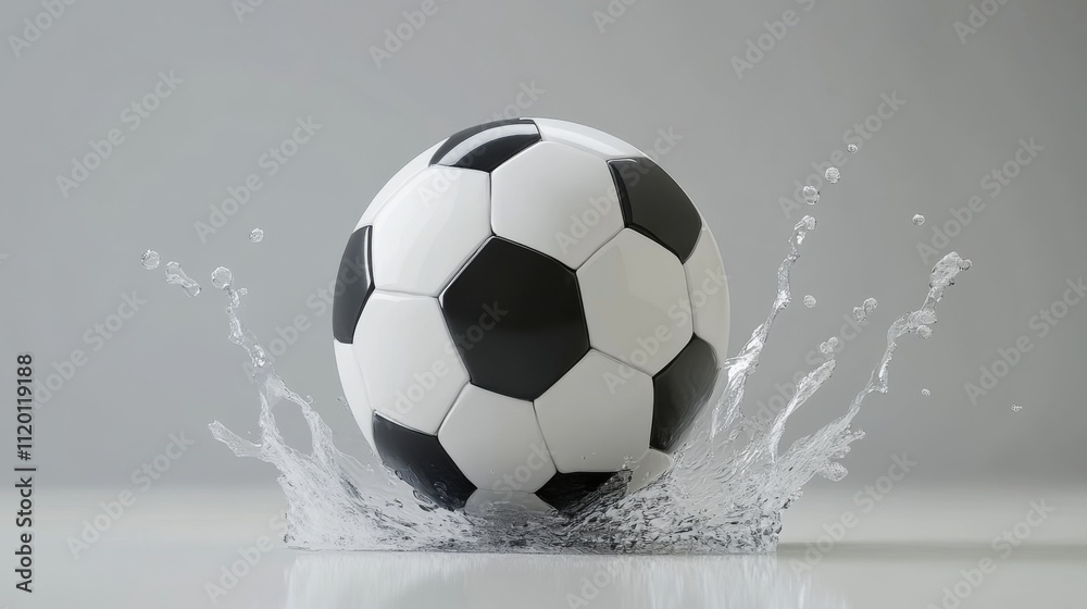 Fototapeta premium Soccer Ball Splashing into Water - Dynamic Action Shot