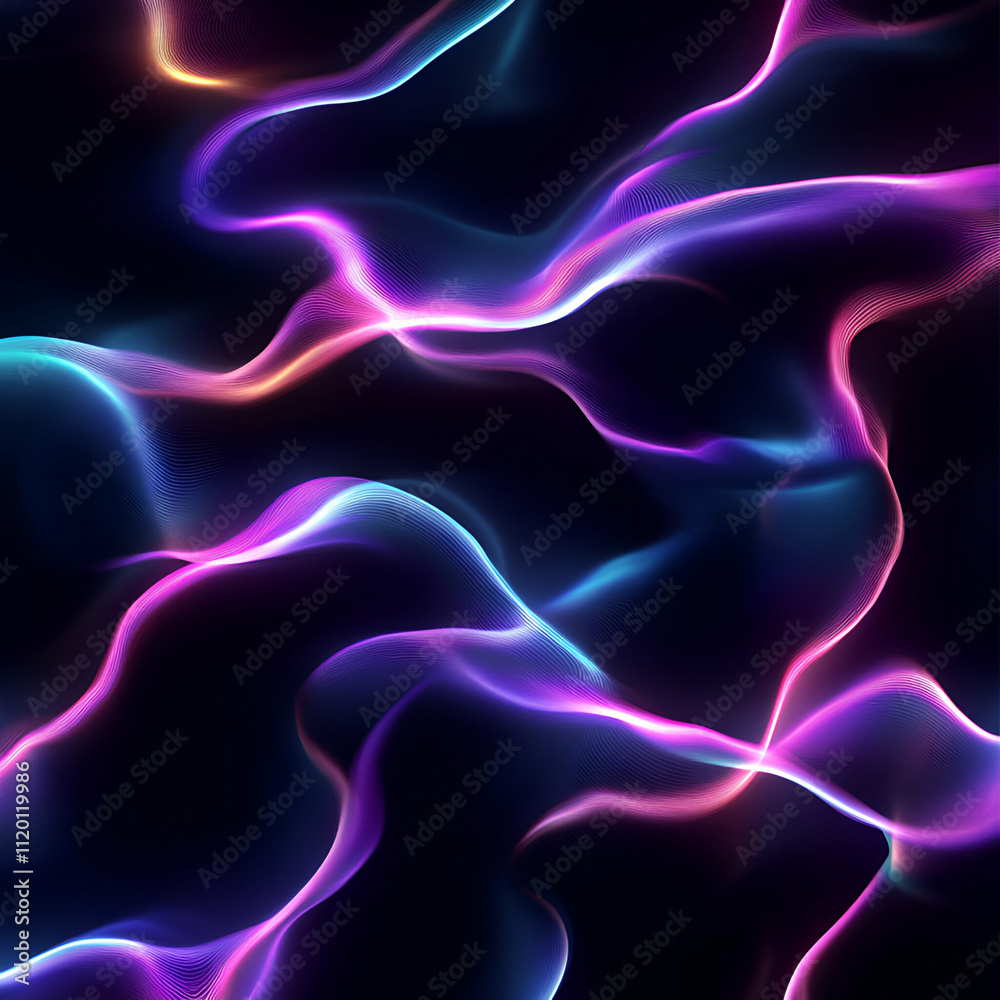 Abstract colorful wave patterns on dark background. Abstract colorful wave patterns on dark background.