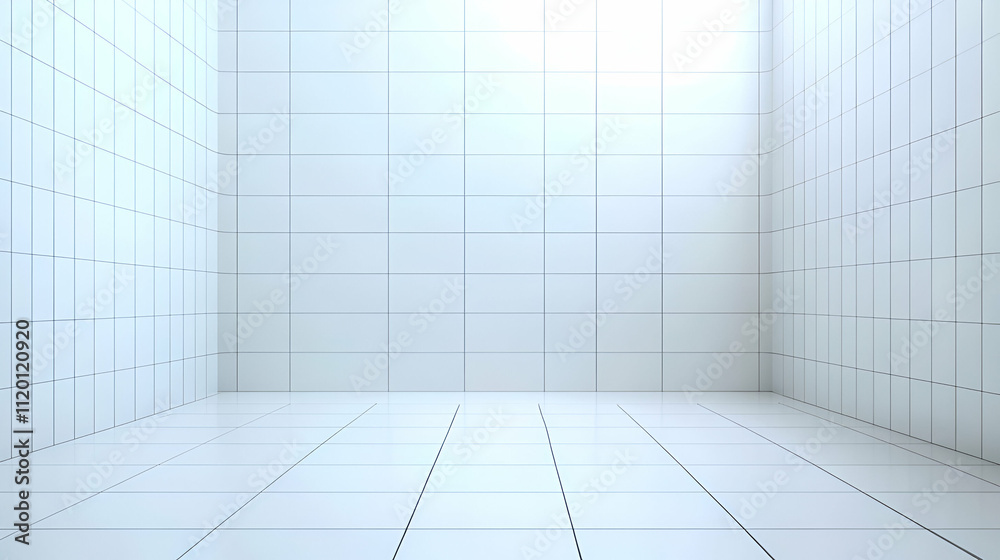 Clean empty room with bright white tiles. Clean empty room with bright white tiles.