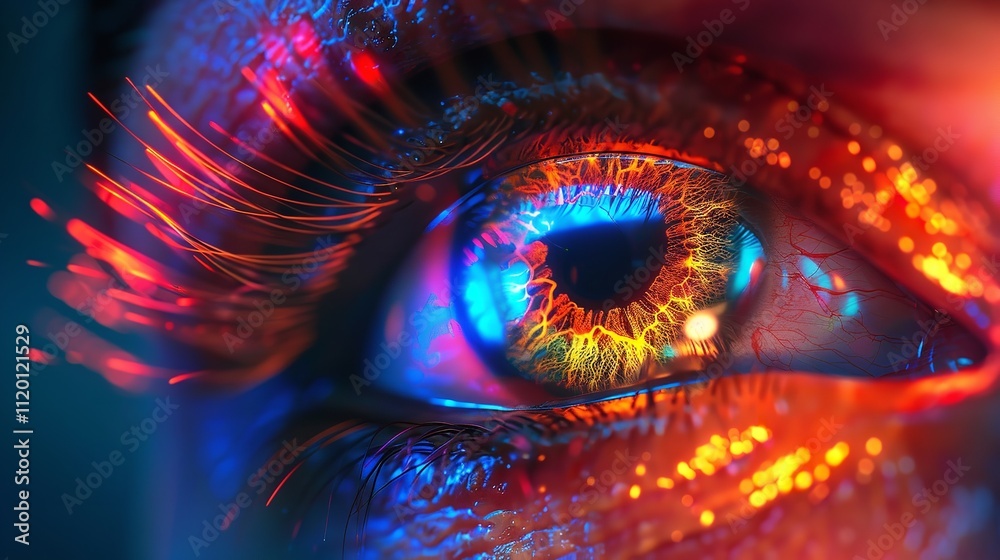 Human multicolored iris of the eye animation concept. Virtual reality colorful eyes. Human multicolored iris of the eye animation concept. Virtual reality colorful eyes.