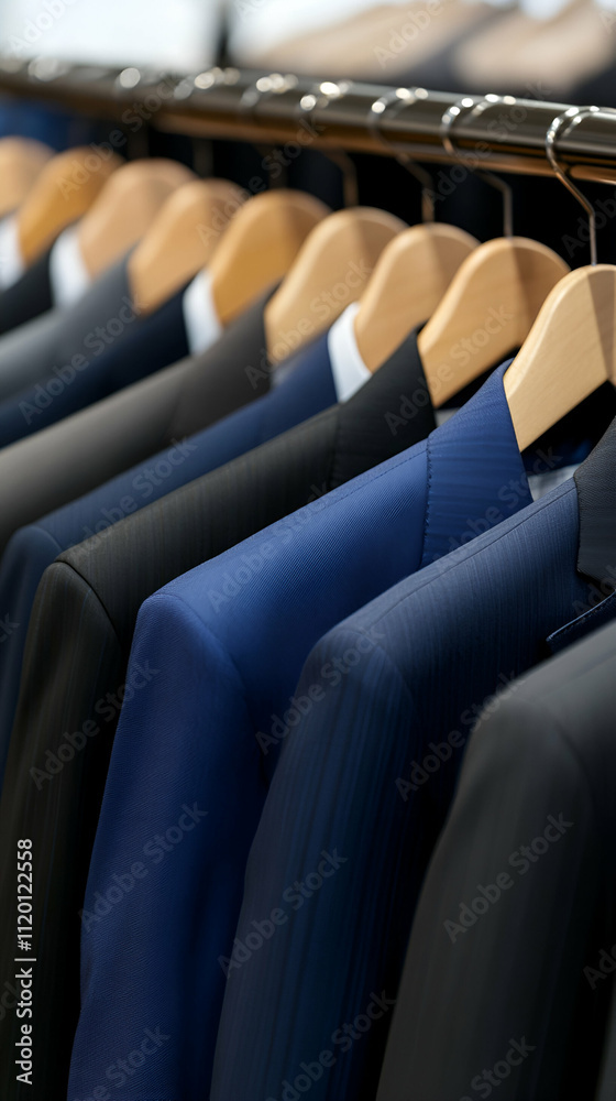 Obraz premium Elegant suits hanging in a fashion store.