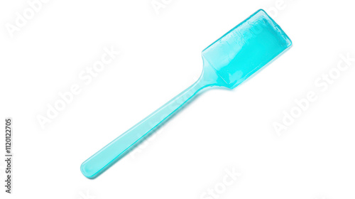 Bright Blue Plastic Spatula on White Background for Kitchen Use