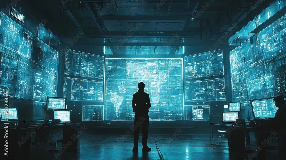 A stealthy infiltration scene where a spy takes down guards silently in a high-tech laboratory, surrounded by glowing screens and futuristic equipment. The precise movements and tension create A stealthy infiltration scene where a spy takes down guards silently in a high-tech laboratory, surrounded by glowing screens and futuristic equipment. The precise movements and tension create