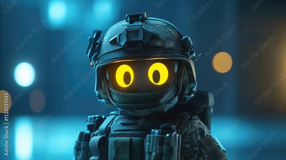 A Robotic Soldier Stands In A Futuristic Setting