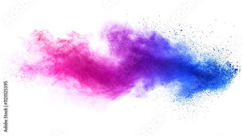 A vibrant swirl of pink and blue powder paint, creating an artistic and dynamic look, Ideal for backgrounds, posters, or any creative project needing a splash of color,