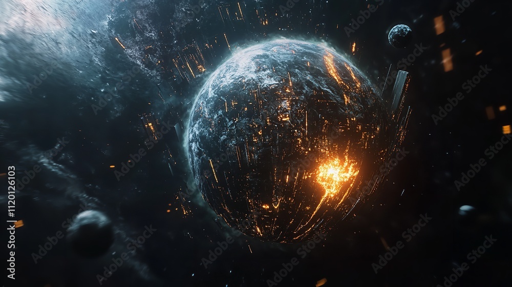 Obraz premium Stunning High-Resolution View of Earth Surrounded by Stars in Space