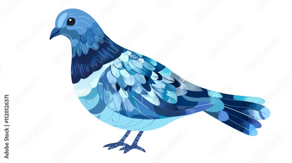 Fototapeta premium Stunning Blue Pigeon Illustration: A Vibrant Avian Portrait