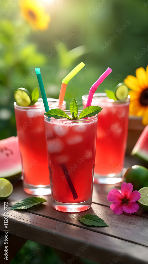 Fototapeta premium Refreshing Watermelon Juice Table Setup