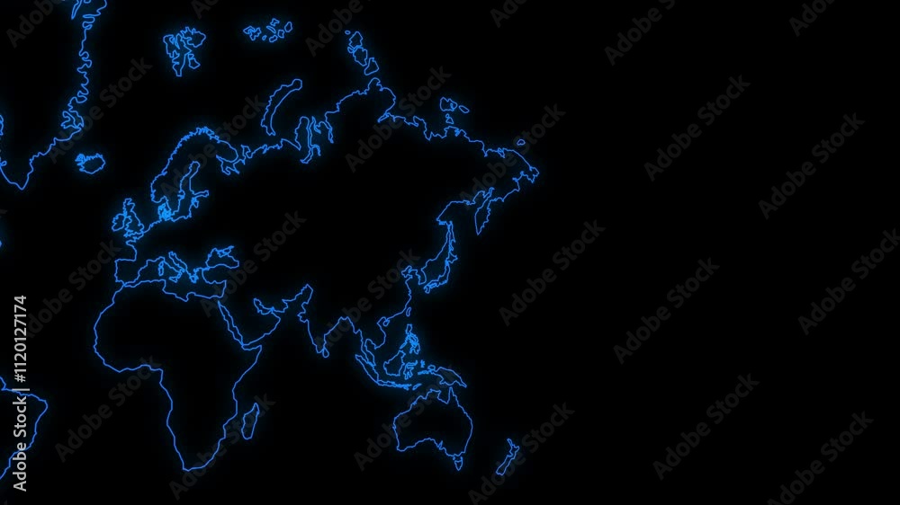 animated world map with blue stroke moving to left corner. animation footage video isolated on alpha channel(transparent) background. animated world map with blue stroke moving to left corner. animation footage video isolated on alpha channel(transparent) background.