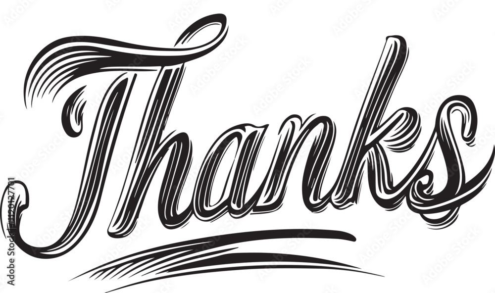 Obraz premium Thanks simple calligraphy, Modern had written lettering sign on white background