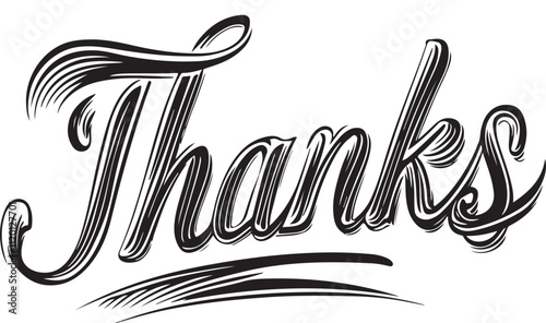 Thanks simple calligraphy, Modern had written lettering sign on white background
