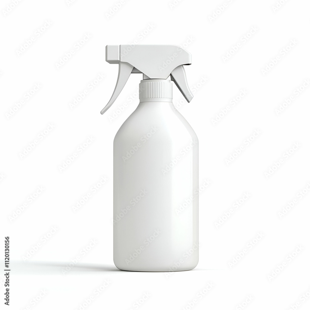 A white spray bottle for cleaning solutions. A white spray bottle for cleaning solutions.