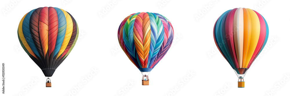 Fototapeta premium set of a colorful hot air balloon isolated on a transparent background