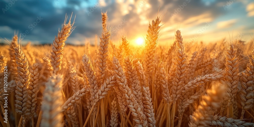 Wheat Stalks Illuminated by Golden Sunset Wheat Stalks Illuminated by Golden Sunset