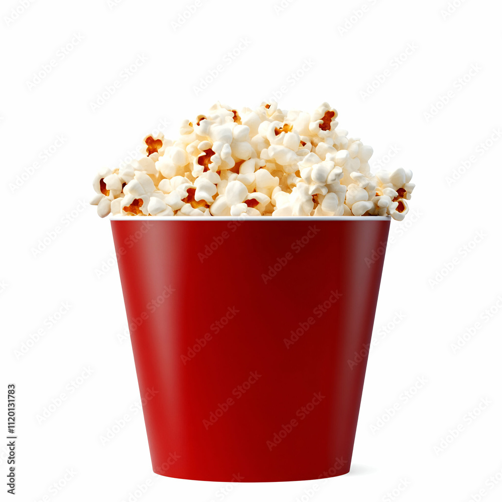 Delicious popcorn in a red container. Delicious popcorn in a red container.