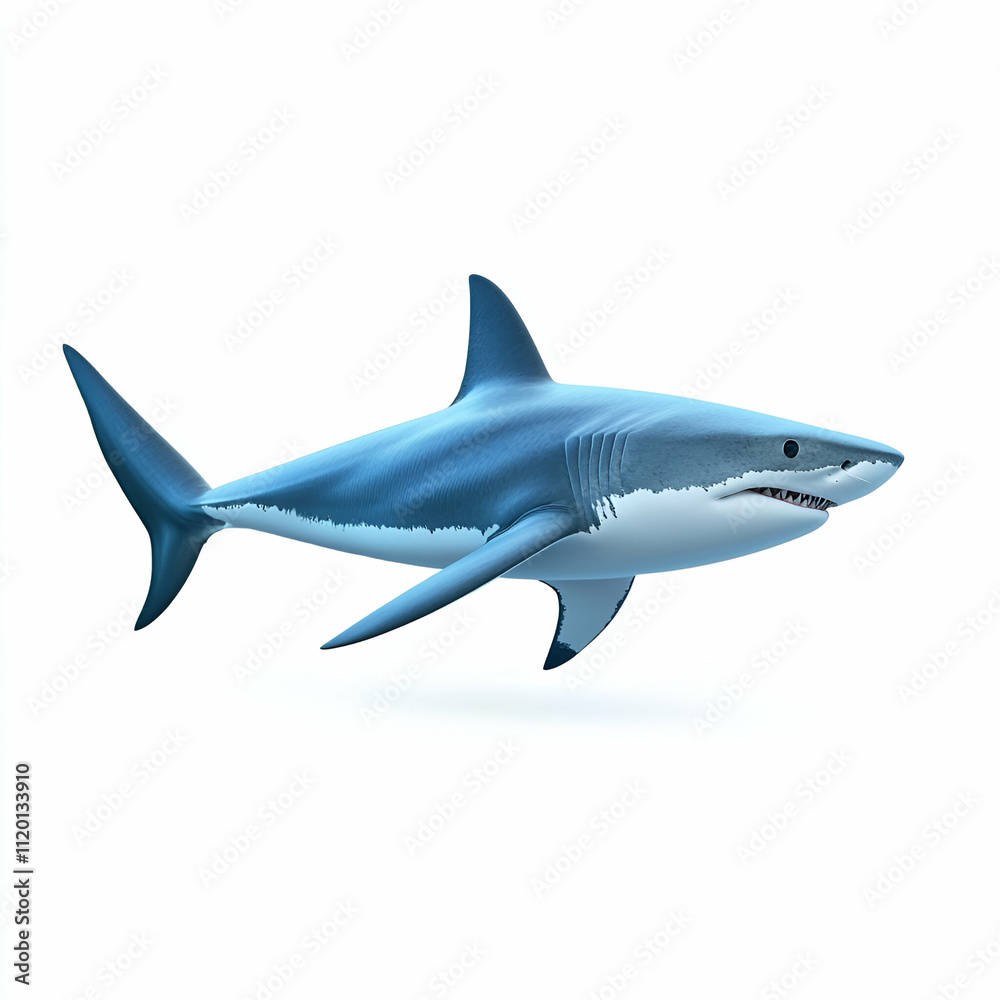 Fototapeta premium Realistic illustration of a great white shark