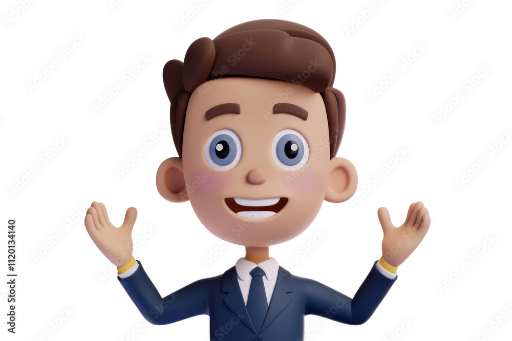 3d businessman in suit with open arms and wide smile isolated on transparent png background. 3d businessman in suit with open arms and wide smile isolated on transparent png background.