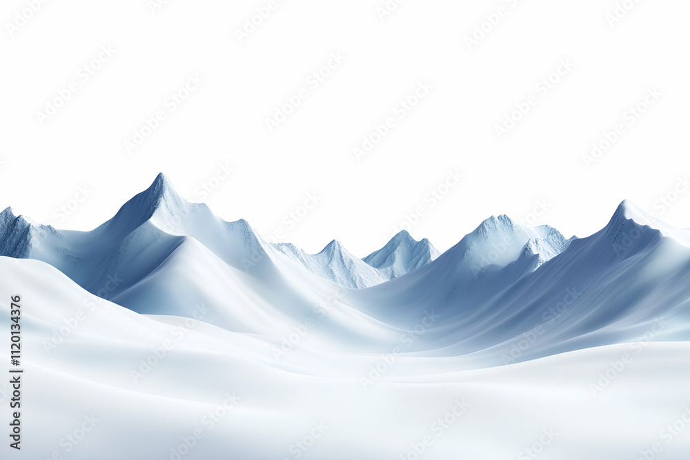 Fototapeta premium Serene winter landscape with snow-covered mountains.