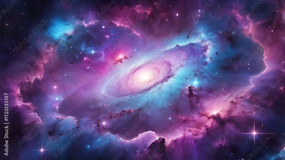 Obraz premium Cosmic Galaxy-Inspired Abstract Wallpaper with Stars and Nebulae