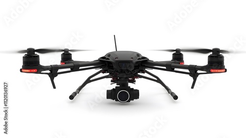 Black drone with camera isolated on white. (3)