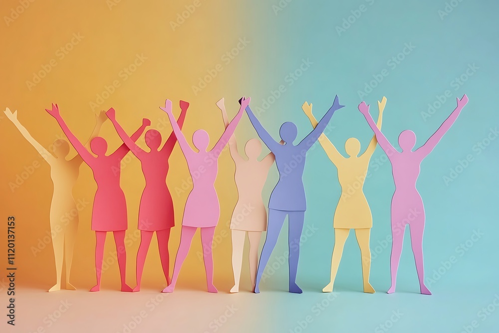 Diverse Paper Girls Celebrating Success Diverse Paper Girls Celebrating Success