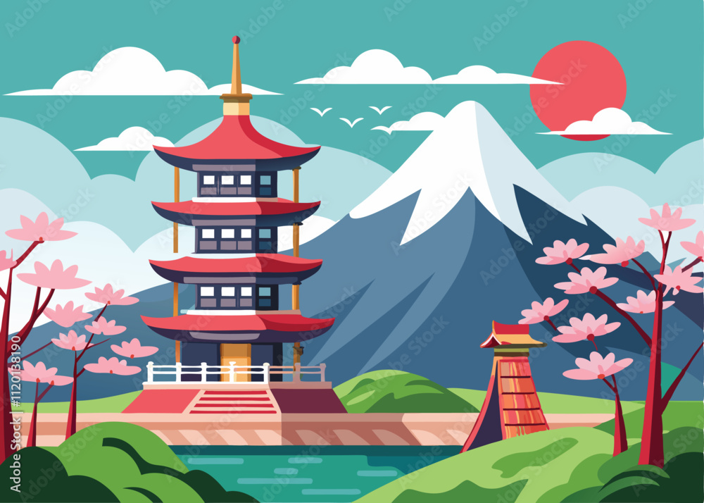 Fototapeta premium japan-landscape-illustration-- (1).eps