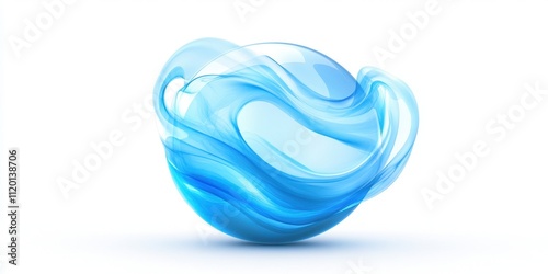 Abstract Blue Sphere with Swirling Wave Design: A 3D Render of Fluid Dynamics and Serenity
