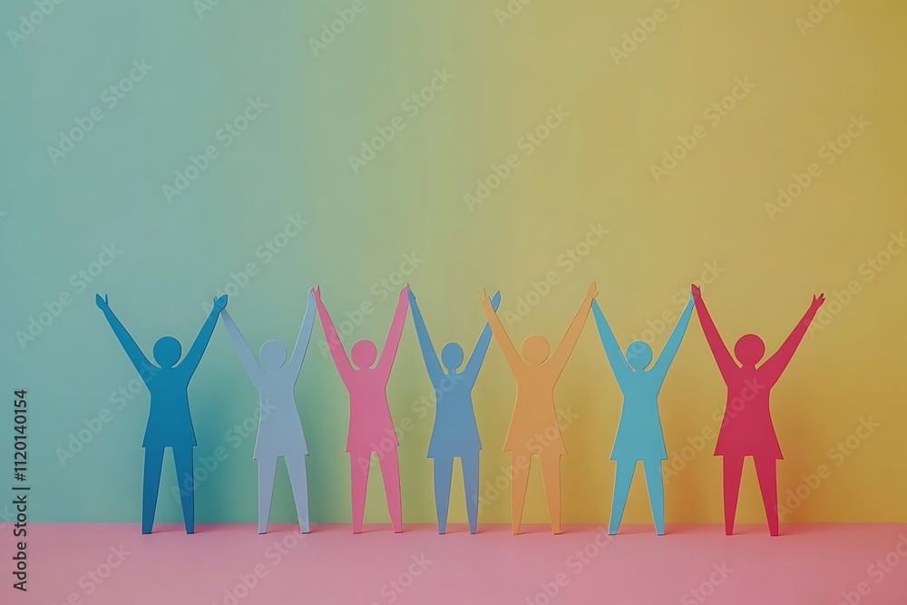 Diverse Teamwork Cutouts Standing Together Diverse Teamwork Cutouts Standing Together