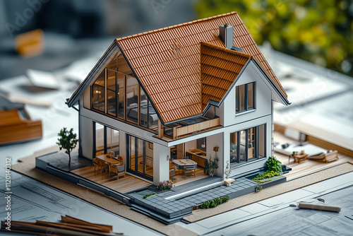 Home that is set atop a copy of a loan document
