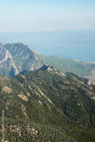 The panorama from Tahtali mountain, Antalya provence, Turkey photo