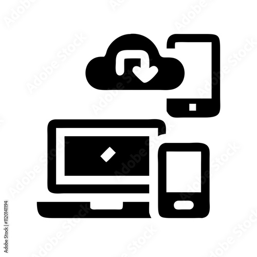 Laptop, Smartphone, and Cloud Storage Icon for Digital Solutions