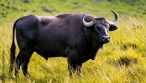 a Gaur standing in the wild. photo