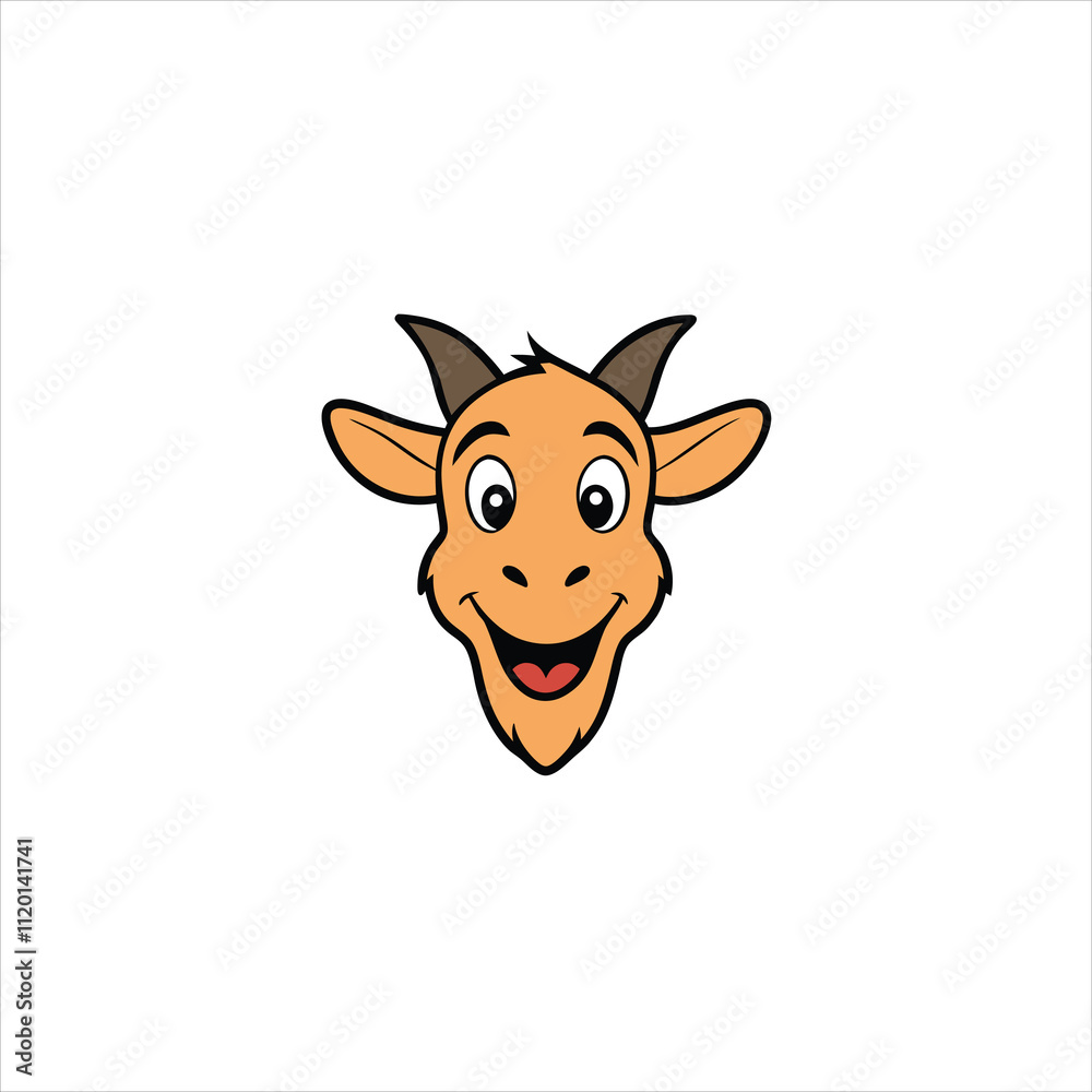 Obraz premium Giggly Goat Head Cartoon Vector Illustration for Logos and Designs