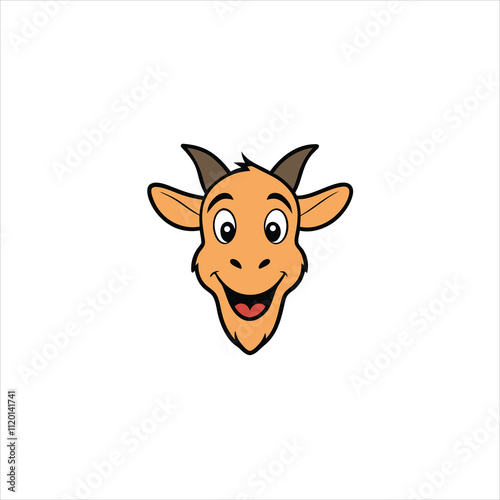 Giggly Goat Head Cartoon Vector Illustration for Logos and Designs