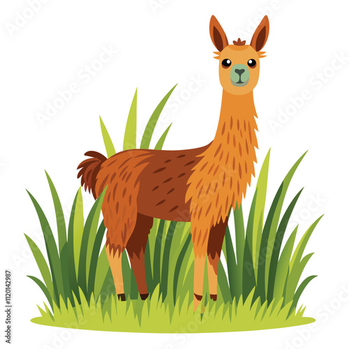 llama-long-grass-white-background.eps