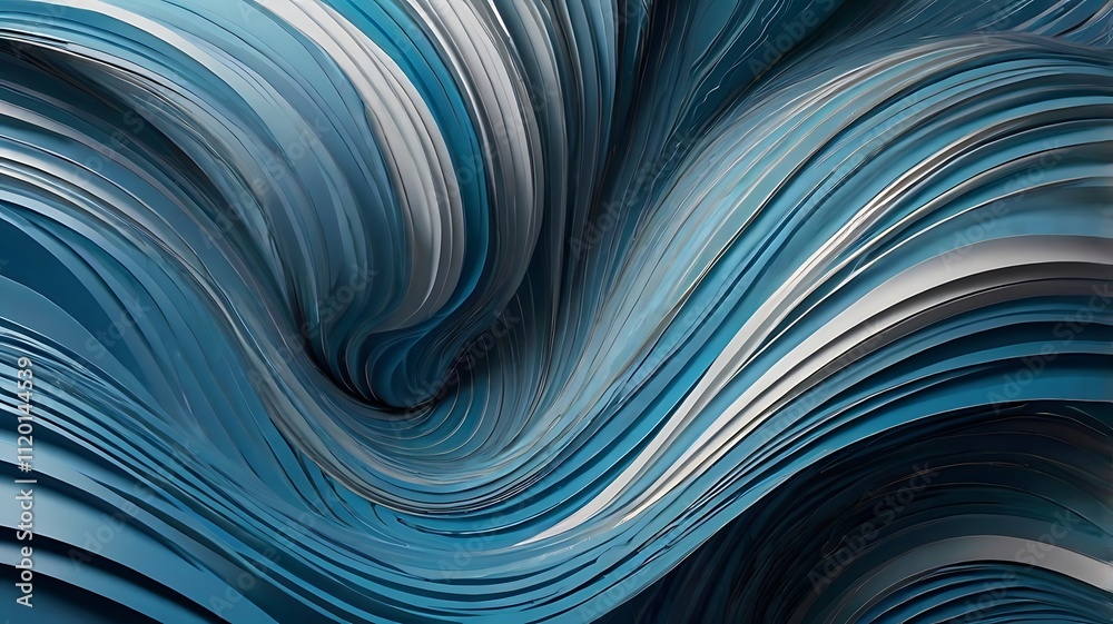 Fototapeta premium Dynamic 3D Abstract Wave Wallpaper in Blue and Teal Shades