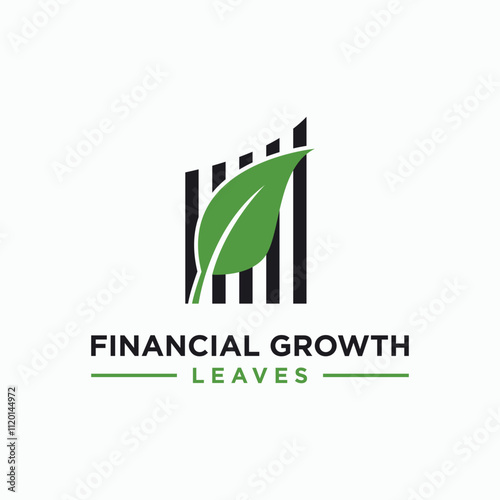 leaf financial growth logo design element vector template