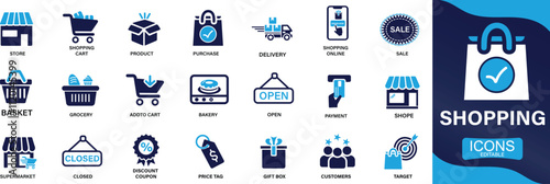 Shopping icon set. Online shopping, store, delivery, icon You can easily change the color.