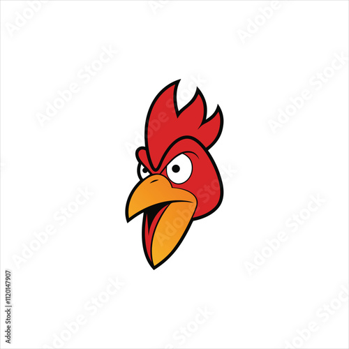 Rowdy Rooster Head Cartoon Vector Illustration for Creative Projects