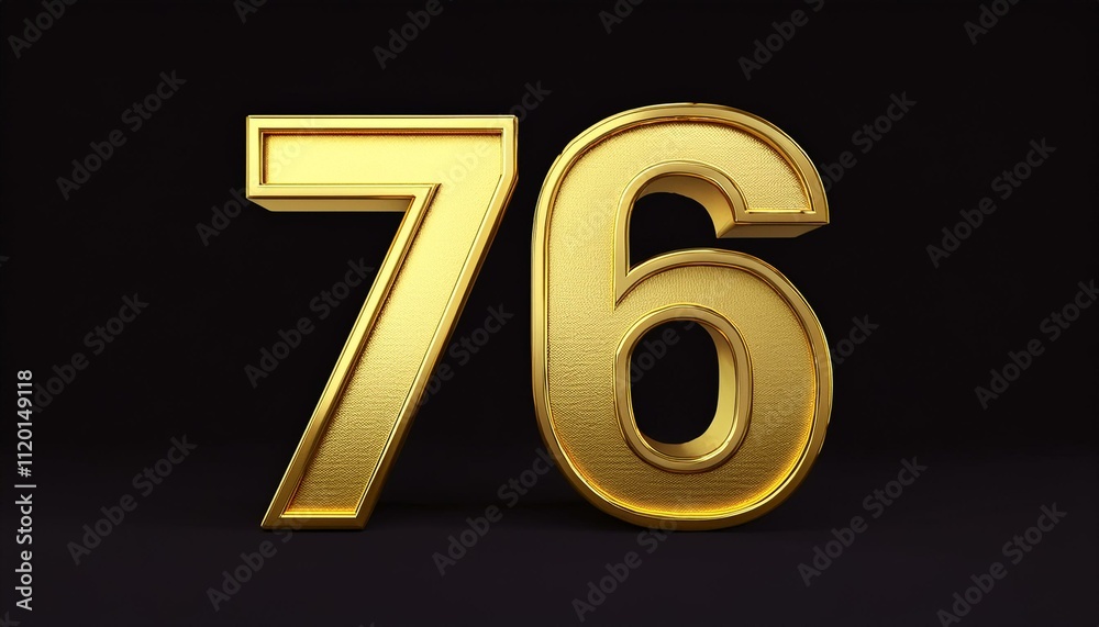 76 golden 3d render symbol, copy space. Generated image 76 golden 3d render symbol, copy space. Generated image