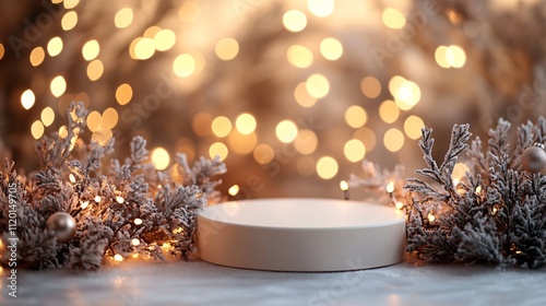 product pedestal in Christmas interior