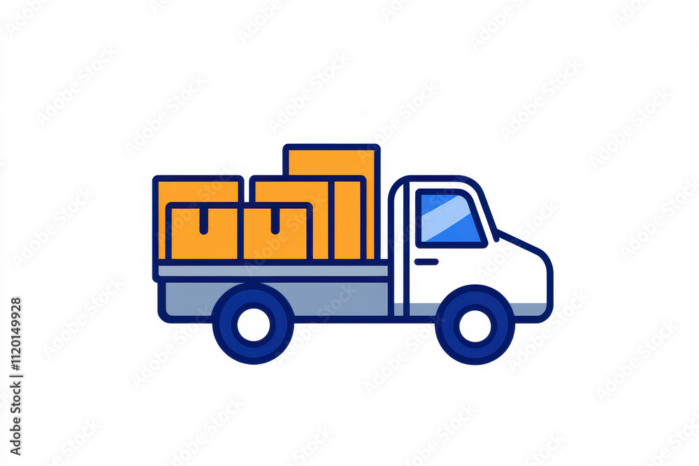 Illustration of a delivery truck filled with boxes, symbolizing logistics and efficiency. isolated on white background. Illustration of a delivery truck filled with boxes, symbolizing logistics and efficiency. isolated on white background.