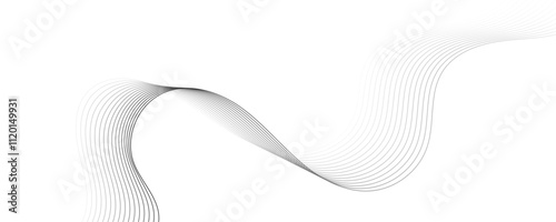 Gray wave curve lines abstract background with flowing particles. Digital energy waves technology concept. Modern backdrop design for business, presentation, banner.