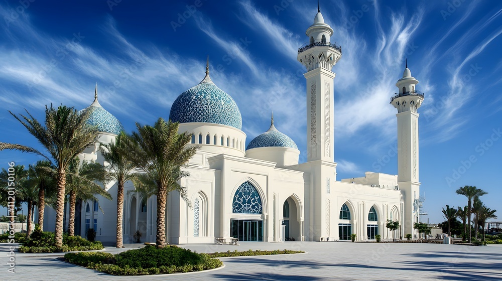 Fototapeta premium A stunning photograph of the grand white and gold mosque