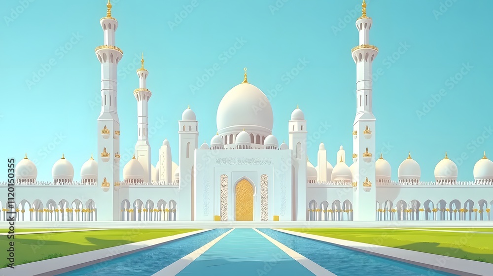 Obraz premium A stunning photograph of the grand white and gold mosque
